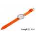 Modny damski zegarek analogowy z paskiem (biało pomarańczowy) (Zegarki damskie)